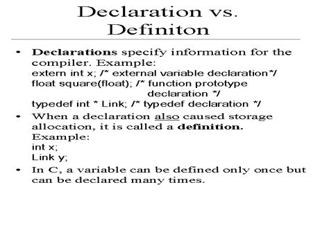 difference between definition and declaration|declare vs define.